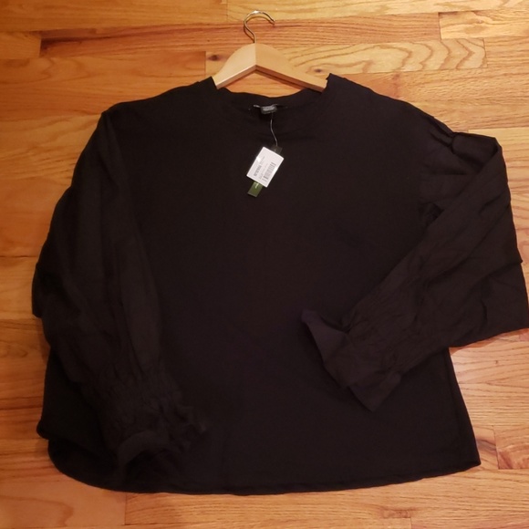 Olivia & Grace Tops - NWT - Black Mix Media Shirt